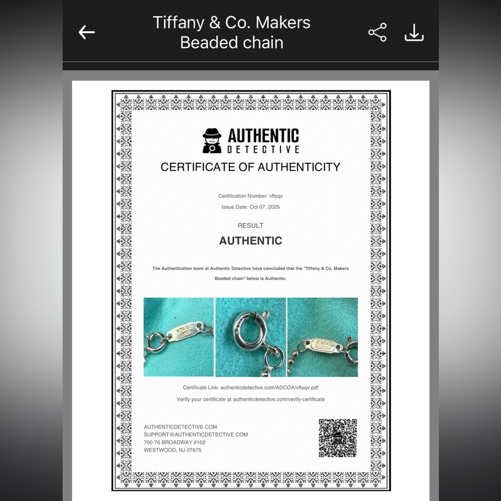 24” Tiffany & Co. Makers Beaded Chain Necklace - Picture 8 of 9